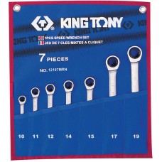 12107MRN набор комбинированных трещоточных ключей, 10-19 мм, чехол из теторона, 7 предметов KING TONY 