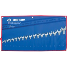 1218MRN набор комбинированных ключей, 6-24 мм чехол из теторона, 18 предметов KING TONY