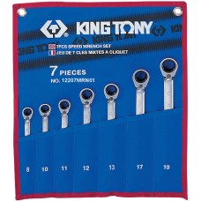 12207MRN01 набор комбинированных трещоточных ключей, 8-19 мм, чехол из теторона, 7 предметов KING TONY