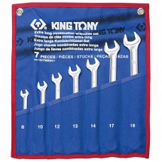 12C7MRN01 набор комбинированных удлиненных ключей, 8-19 мм, чехол из теторона, 7 предметов KING TONY