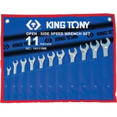 14111MRN набор комбинированных трещоточных ключей, 8-19 мм, чехол из теторона, 11 предметов KING TONY 