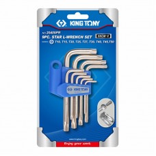 20409PR набор г-образных torx, t10-t50, короткие с отверстием, 9 предметов KING TONY