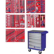 МАСТАК 52-06299B набор инструментов "ПРОФИ" в синей тележке, 299 предметов