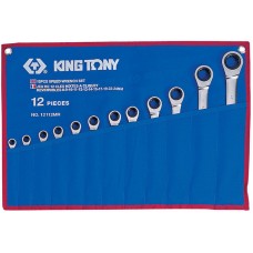 12112MRN набор комбинированных трещоточных ключей, 8-24 мм, чехол из теторона, 12 предметов KING TONY
