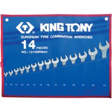 1215MRN01 набор комбинированных ключей, 8-24 мм, чехол из теторона, 14 предметов KING TONY